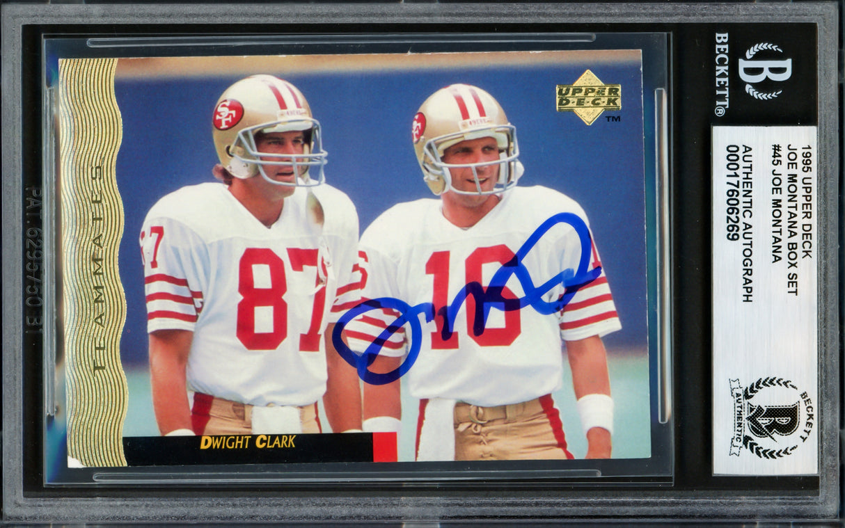 Joe Montana Autographed 1995 Upper Deck Card #45 San Francisco 49ers Beckett BAS #17606269