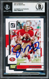 Joe Montana Autographed 2022 Donruss Card #23 San Francisco 49ers Beckett BAS #17606315