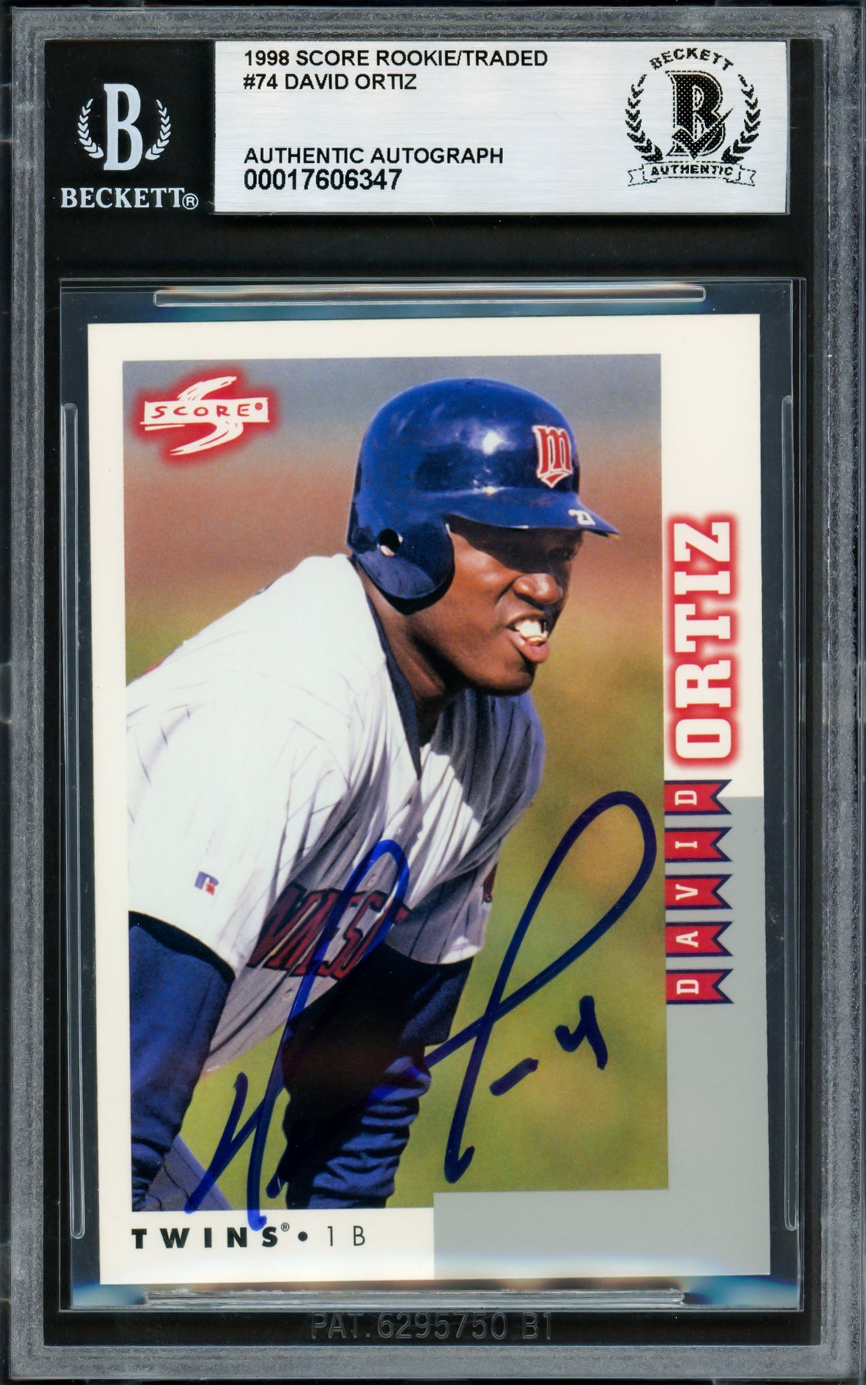 David Ortiz Autographed 1998 Score Rookie & Traded Rookie Card #RT74 Boston Red Sox Beckett BAS #17606347
