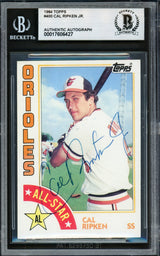 Cal Ripken Jr. Autographed 1984 Topps Card #400 Baltimore Orioles Beckett BAS #17606427