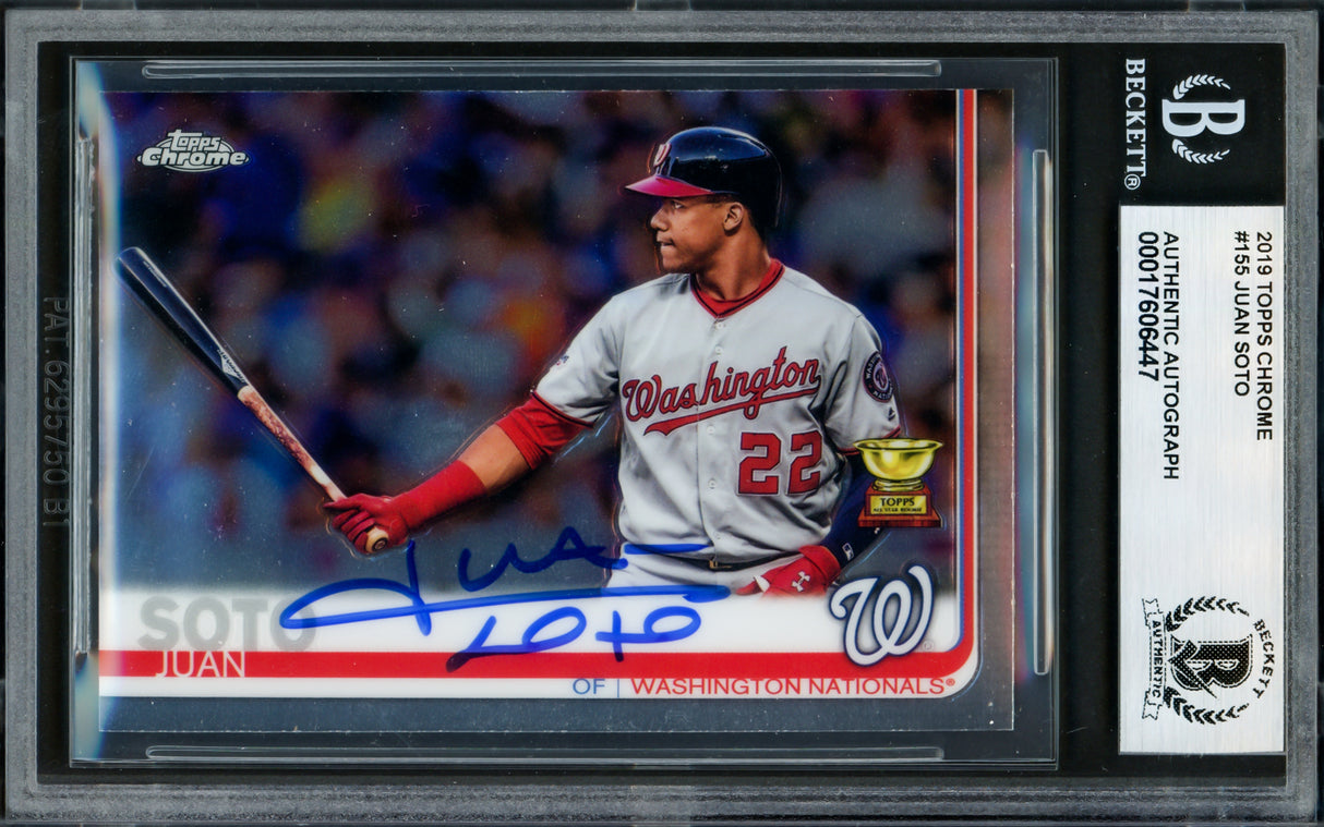 Juan Soto Autographed 2019 Topps Chrome Card #155 Washington Nationals Beckett BAS #17606447