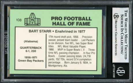 Bart Starr Autographed 1985-88 Football Immortals Card #108 Green Bay Packers Beckett BAS #17606462
