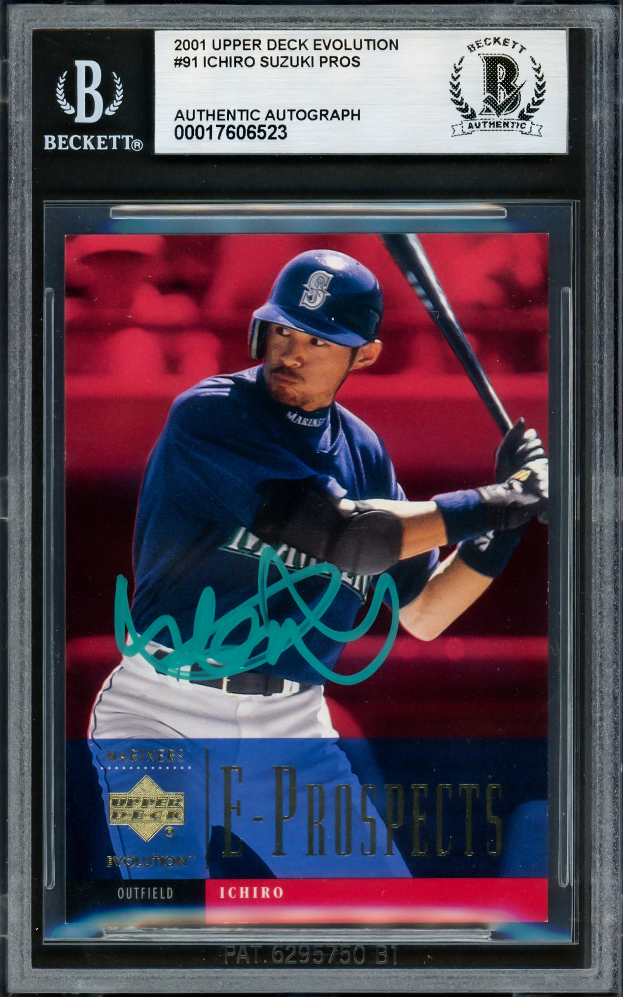 Ichiro Suzuki Autographed 2001 UD Evolution Rookie Card #91 Seattle Mariners Beckett BAS #17606523