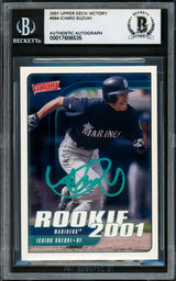 Ichiro Suzuki Autographed 2001 Upper Deck Victory Rookie Card #564 Seattle Mariners Beckett BAS #17606535