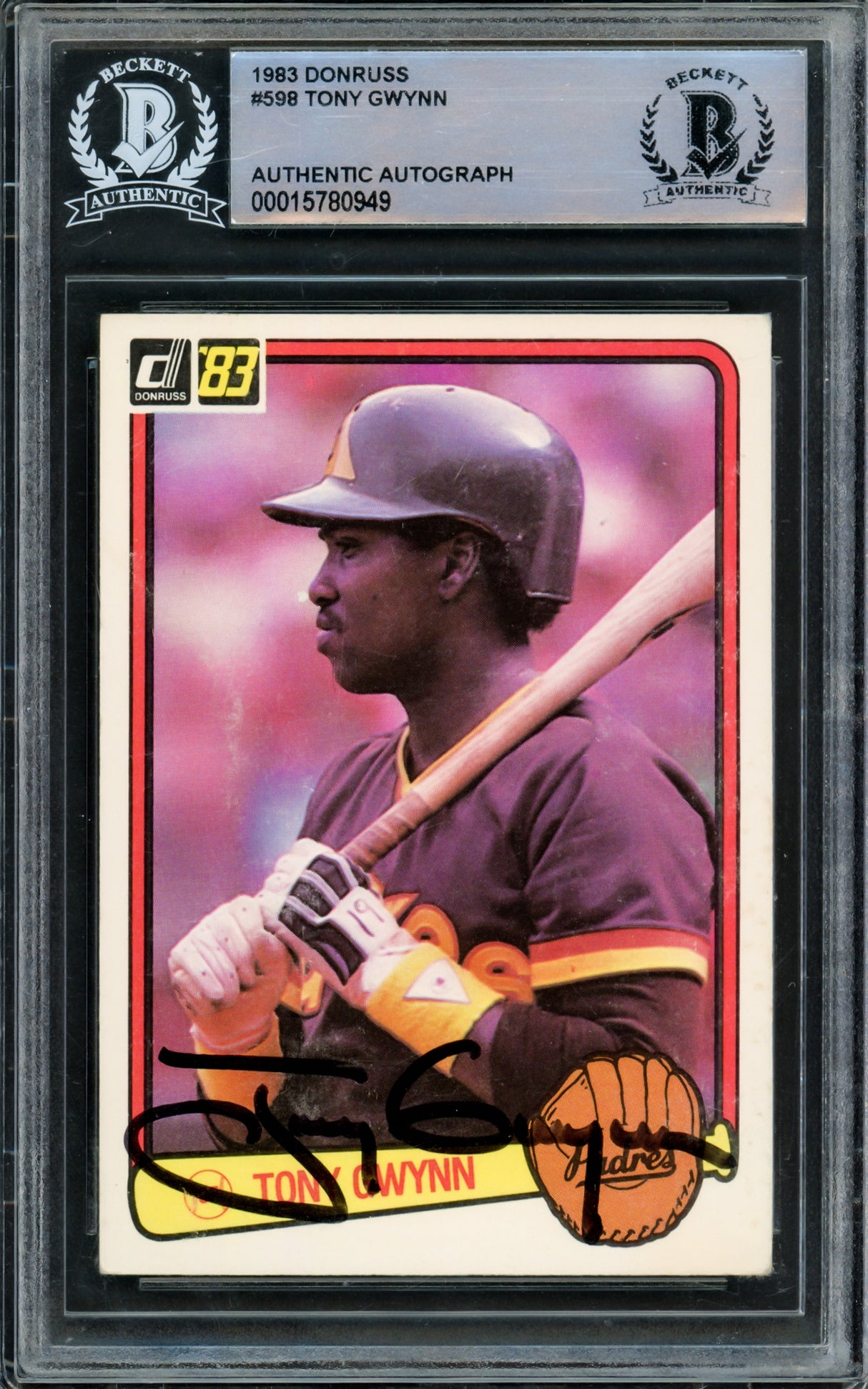 Tony Gwynn Autographed 1983 Donruss Card #598 San Diego Padres Beckett BAS #15780949