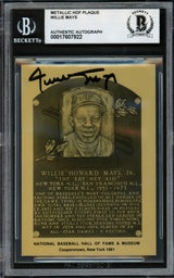 Willie Mays Autographed Metallic HOF Plaque Card San Francisco Giants Beckett BAS #17607922