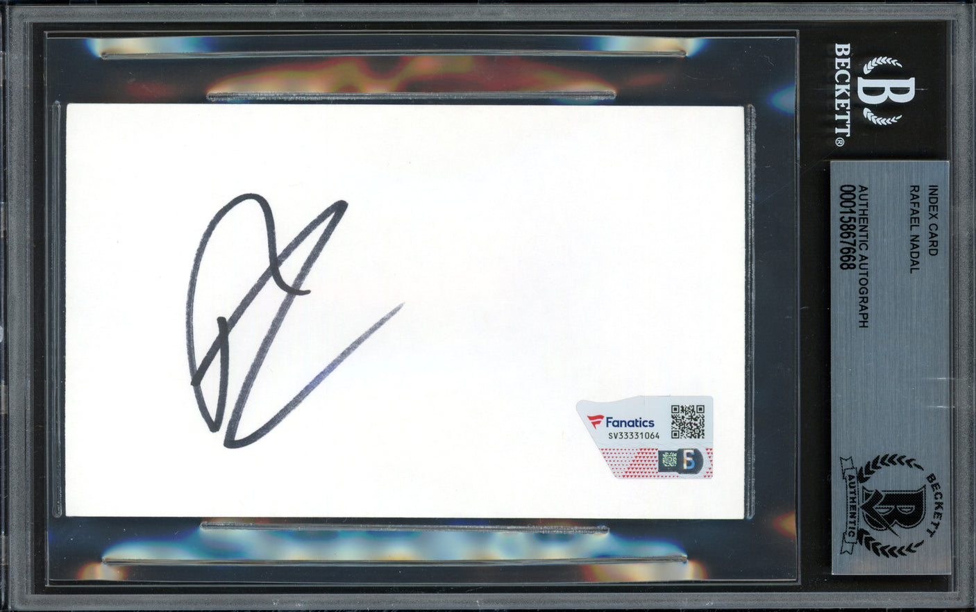 Rafael Nadal Autographed 3x5 Index Card Fanatics Holo & Beckett BAS #15867668