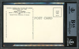 Joe DiMaggio Autographed Hall of Fame HOF Plaque Postcard New York Yankees Beckett BAS #12059137