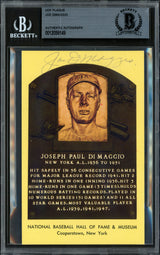 Joe DiMaggio Autographed Hall of Fame HOF Plaque Postcard New York Yankees Beckett BAS #12059149