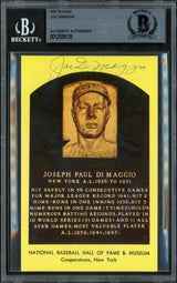 Joe DiMaggio Autographed Hall of Fame HOF Plaque Postcard New York Yankees Beckett BAS #12059125