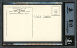 Joe DiMaggio Autographed Hall of Fame HOF Plaque Postcard New York Yankees Beckett BAS #12059141