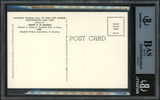 Joe DiMaggio Autographed Hall of Fame HOF Plaque Postcard New York Yankees Beckett BAS #12059130