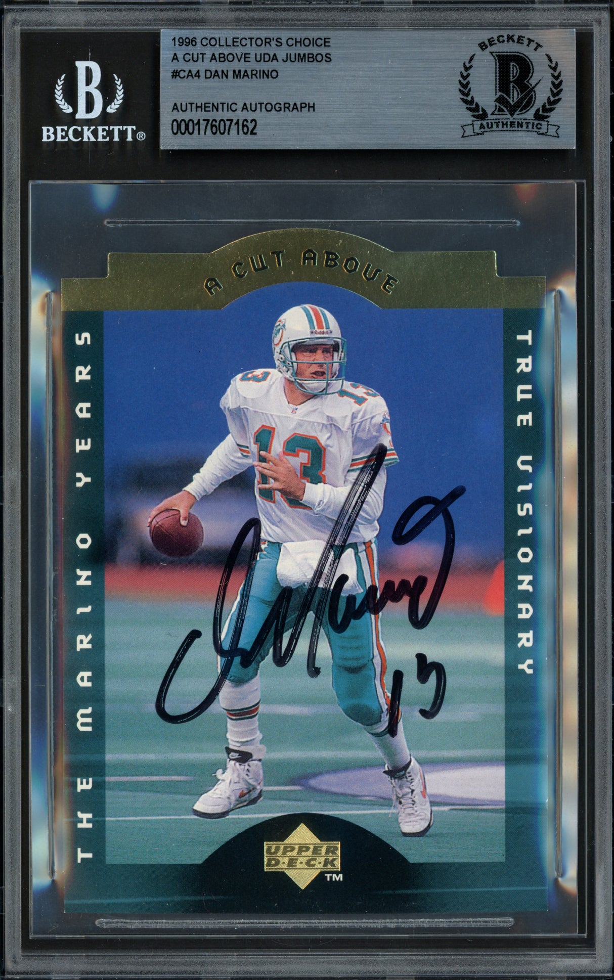 Dan Marino Autographed 1995 Upper Deck 3.5x5 Card #CA4 Miami Dolphins Beckett BAS #17607162