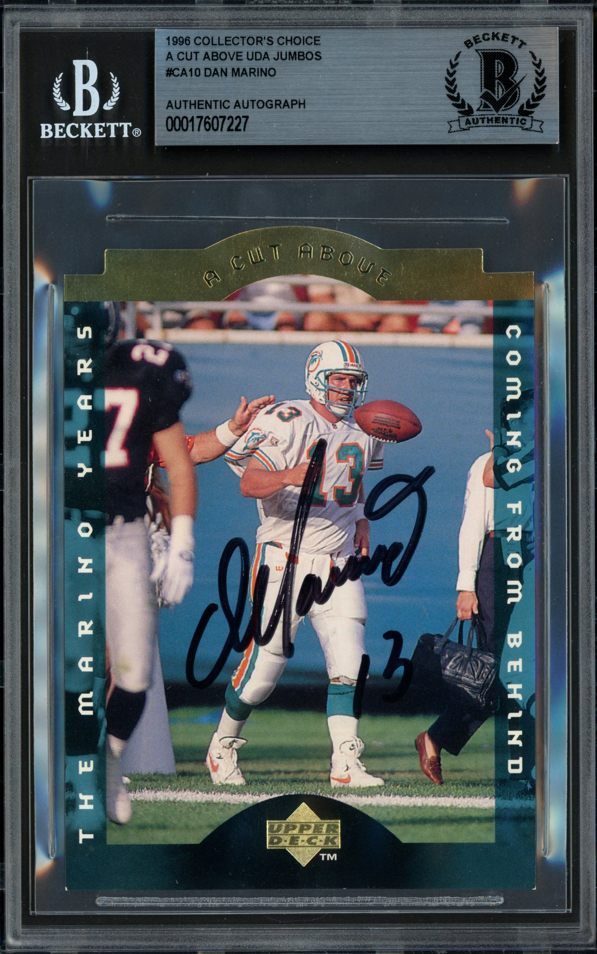 Dan Marino Autographed 1995 Upper Deck 3.5x5 Card #CA10 Miami Dolphins Beckett BAS #17607227