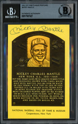 Mickey Mantle Autographed Hall of Fame HOF Plaque Postcard New York Yankees Beckett BAS #17607427