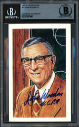 John Wooden Autographed Basketball Hall of Fame Postcard UCLA Beckett BAS #17607440