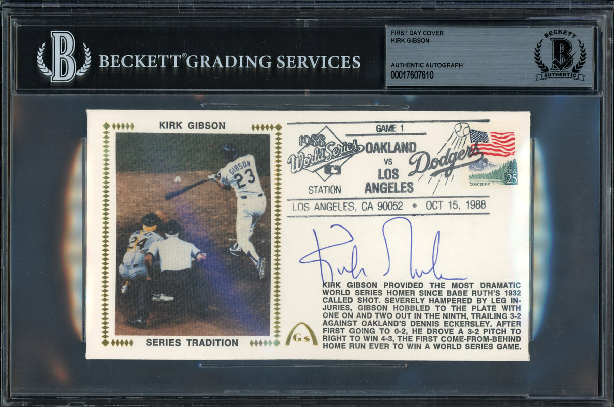 Kirk Gibson Autographed 1988 First Day Cover Los Angeles Dodgers Beckett BAS #17607610