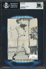 Hank Aaron Autographed 4x5 Photo Milwaukee Braves Vintage Playing Days Signature Beckett BAS #17607630