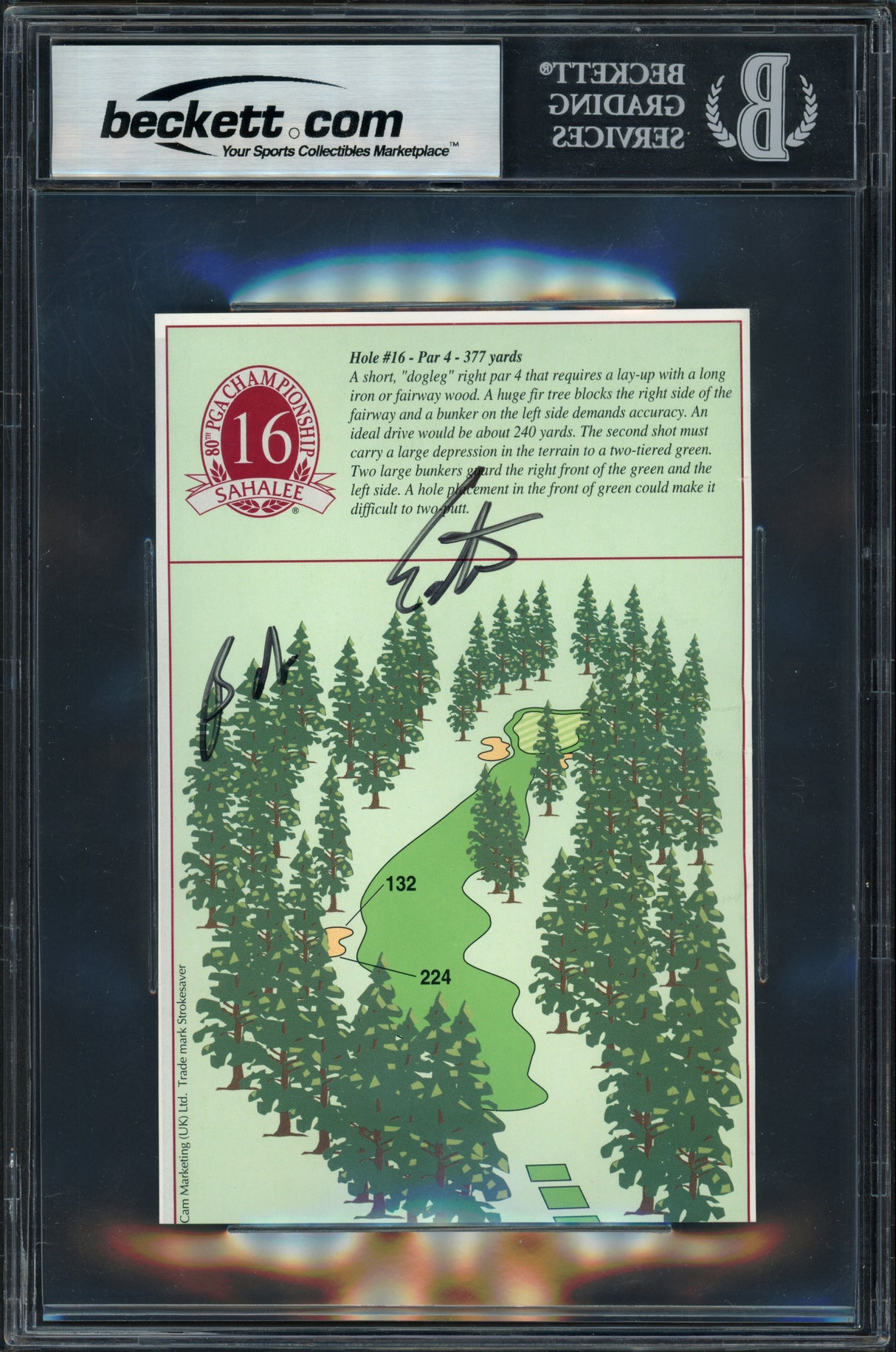 Tiger Woods Autographed 1998 PGA Championship Sahalee 4x6 Page Photo (With Bob Estes) Beckett BAS #17607685