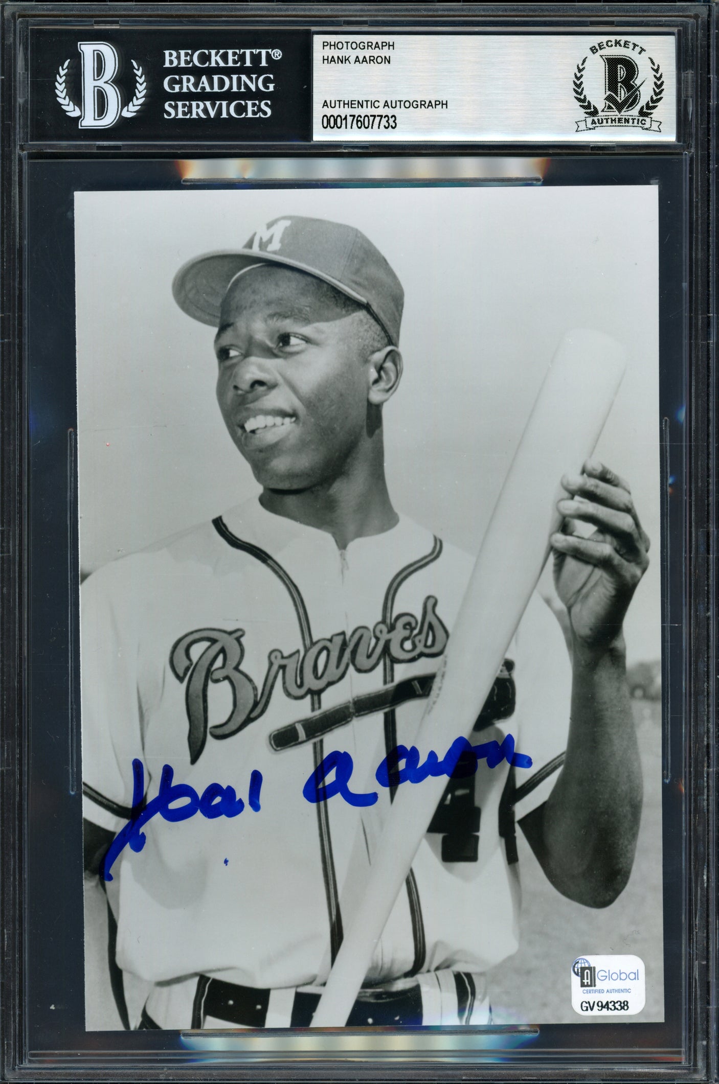 Hank Aaron Autographed 5x7 Photo Milwaukee Braves Beckett BAS #17607733
