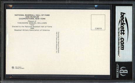 Ted Williams Autographed Hall of Fame HOF Plaque Postcard Boston Red Sox Beckett BAS #17607753