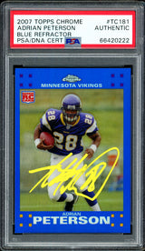 Adrian Peterson Autographed 2007 Topps Chrome Rookie Card #TC181 Minnesota Vikings PSA/DNA #66420222