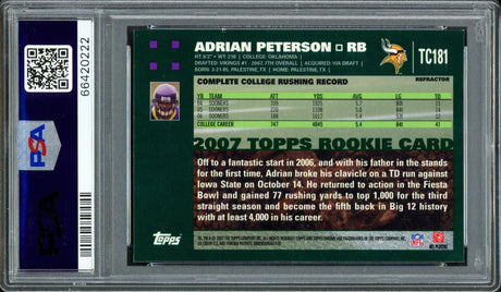 Adrian Peterson Autographed 2007 Topps Chrome Rookie Card #TC181 Minnesota Vikings PSA/DNA #66420222