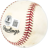 Willie Mays Autographed Official NL Stat Logo Baseball San Francisco Giants Beckett BAS #AE31067