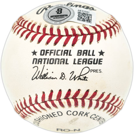 Hank Aaron Autographed Official NL Baseball Atlanta Braves Beckett BAS #AE31047