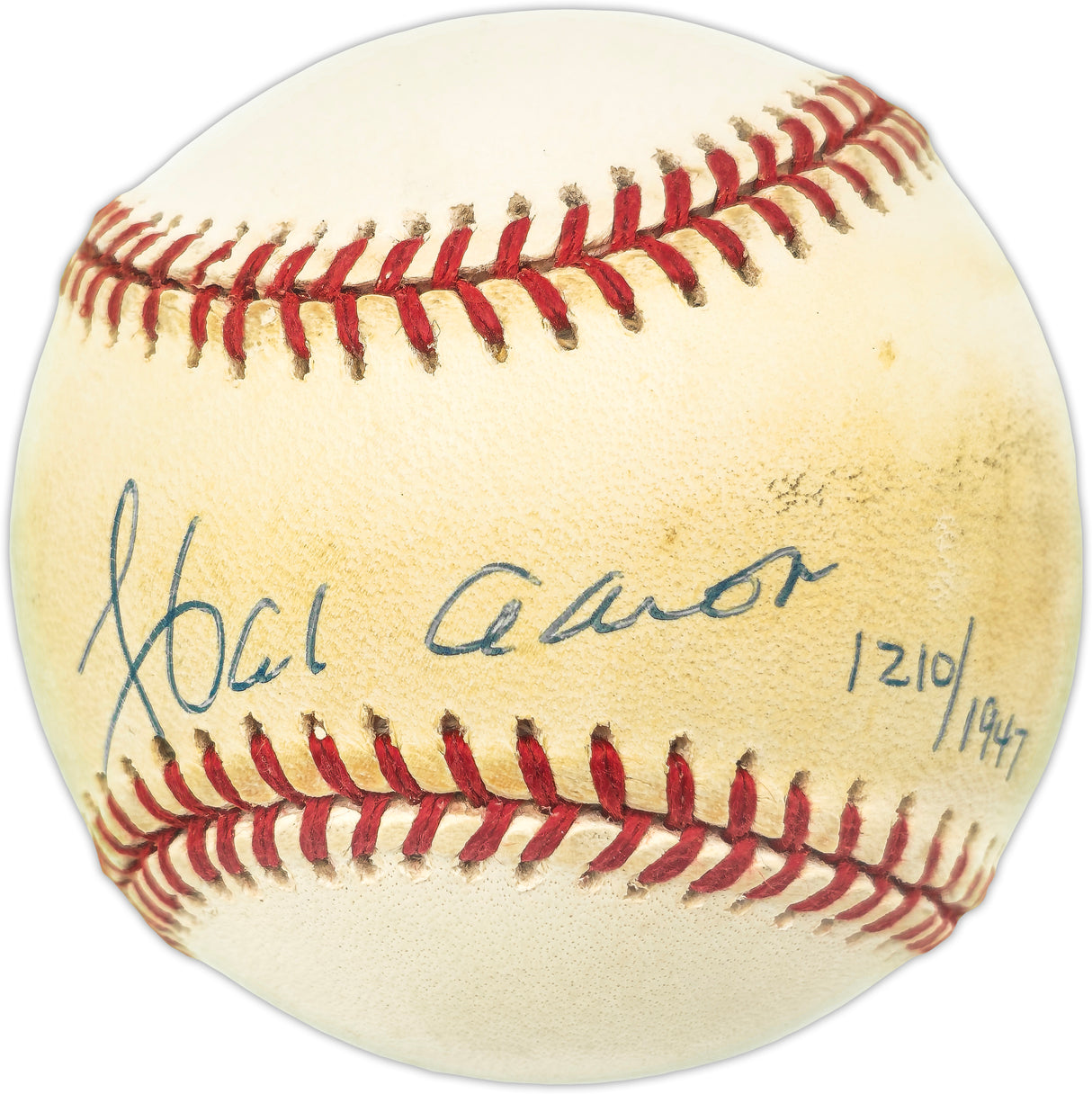 Hank Aaron Autographed Official Jackie Robinson 50th Anniversary Logo NL Baseball Atlanta Braves Beckett BAS #AE31063