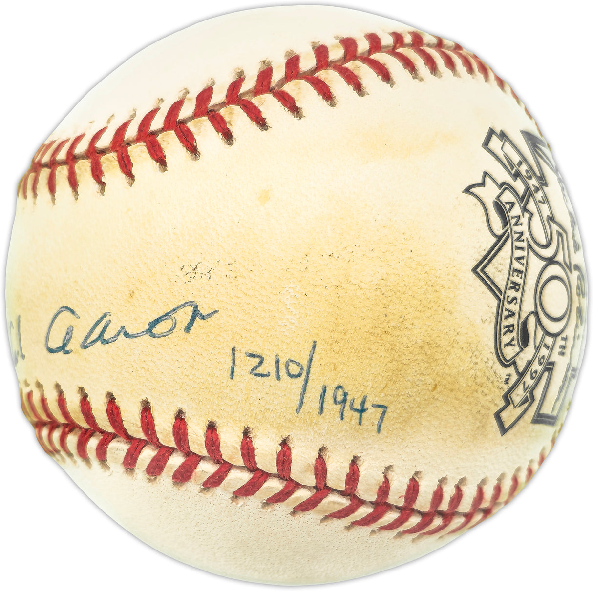 Hank Aaron Autographed Official Jackie Robinson 50th Anniversary Logo NL Baseball Atlanta Braves Beckett BAS #AE31063