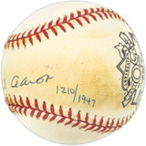 Hank Aaron Autographed Official Jackie Robinson 50th Anniversary Logo NL Baseball Atlanta Braves Beckett BAS #AE31063