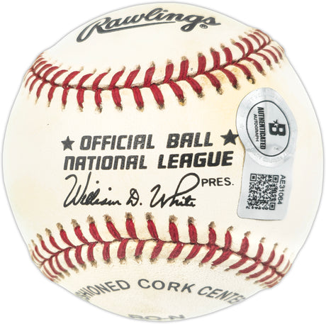 Hank Aaron Autographed Official NL Baseball Atlanta Braves Beckett BAS #AE31064