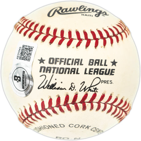 Hank Aaron Autographed Official NL Baseball Atlanta Braves Beckett BAS #AE31043