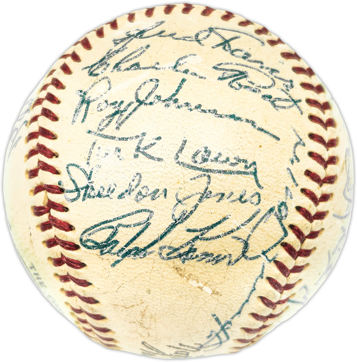 1953 Chicago Cubs Team Autographed Official Giles NL Baseball With 25 Signatures Including Ralph Kiner Beckett BAS #AE31057