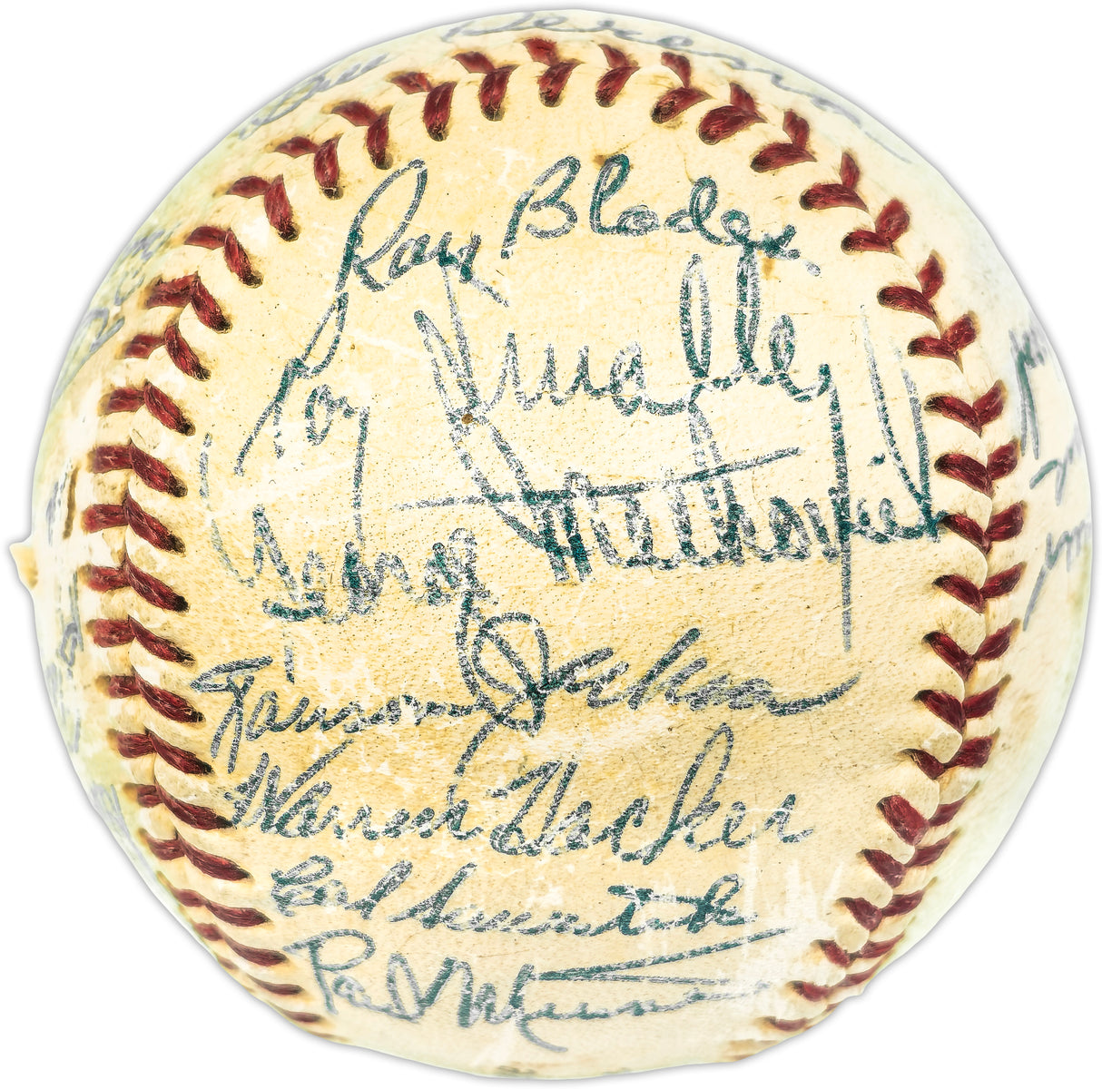 1953 Chicago Cubs Team Autographed Official Giles NL Baseball With 25 Signatures Including Ralph Kiner Beckett BAS #AE31057