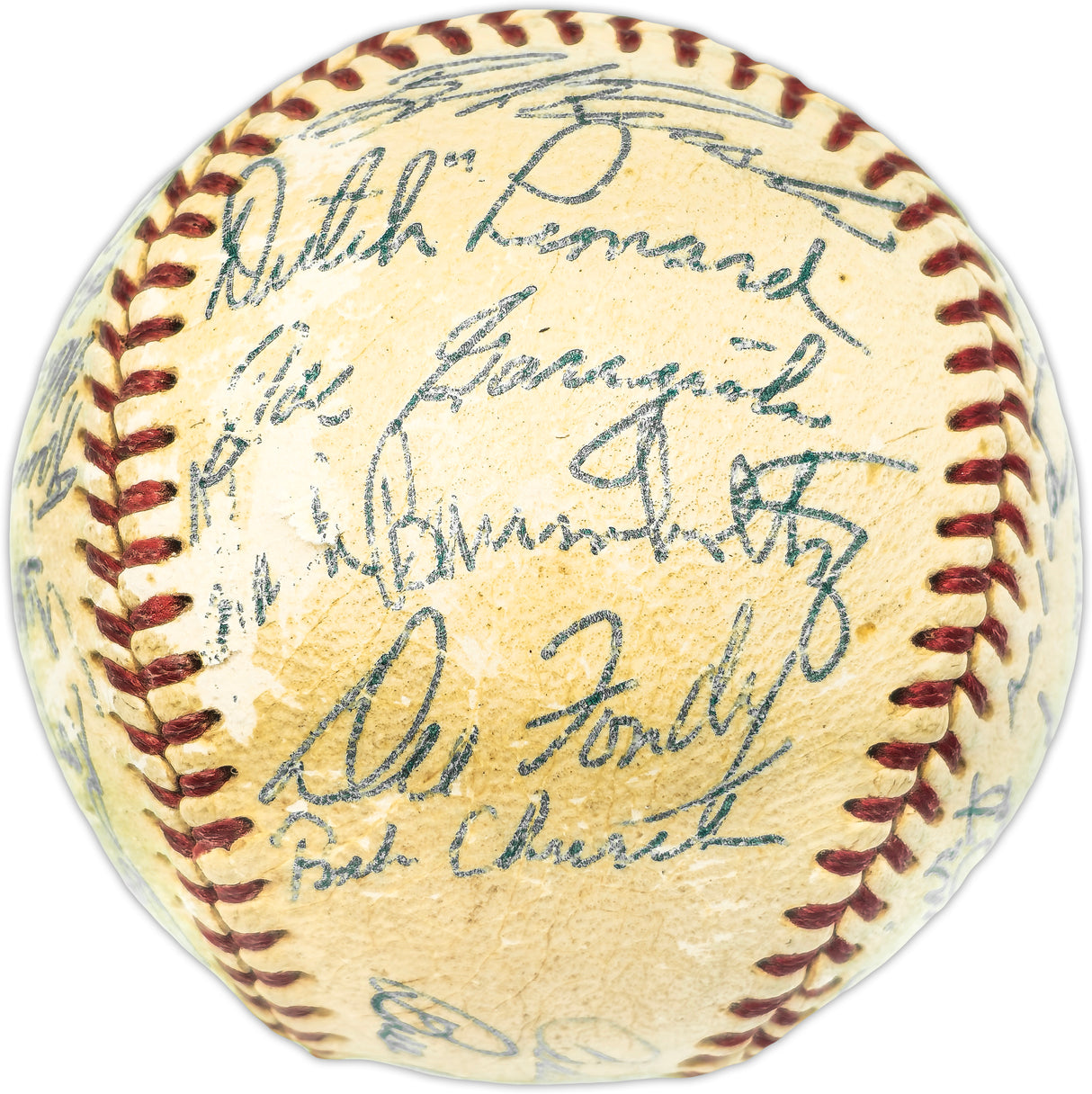 1953 Chicago Cubs Team Autographed Official Giles NL Baseball With 25 Signatures Including Ralph Kiner Beckett BAS #AE31057