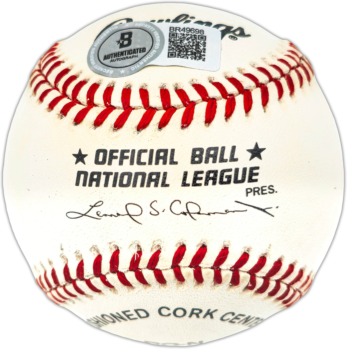 Willie McCovey Autographed Official NL Baseball San Francisco Giants Beckett BAS QR #BR49698