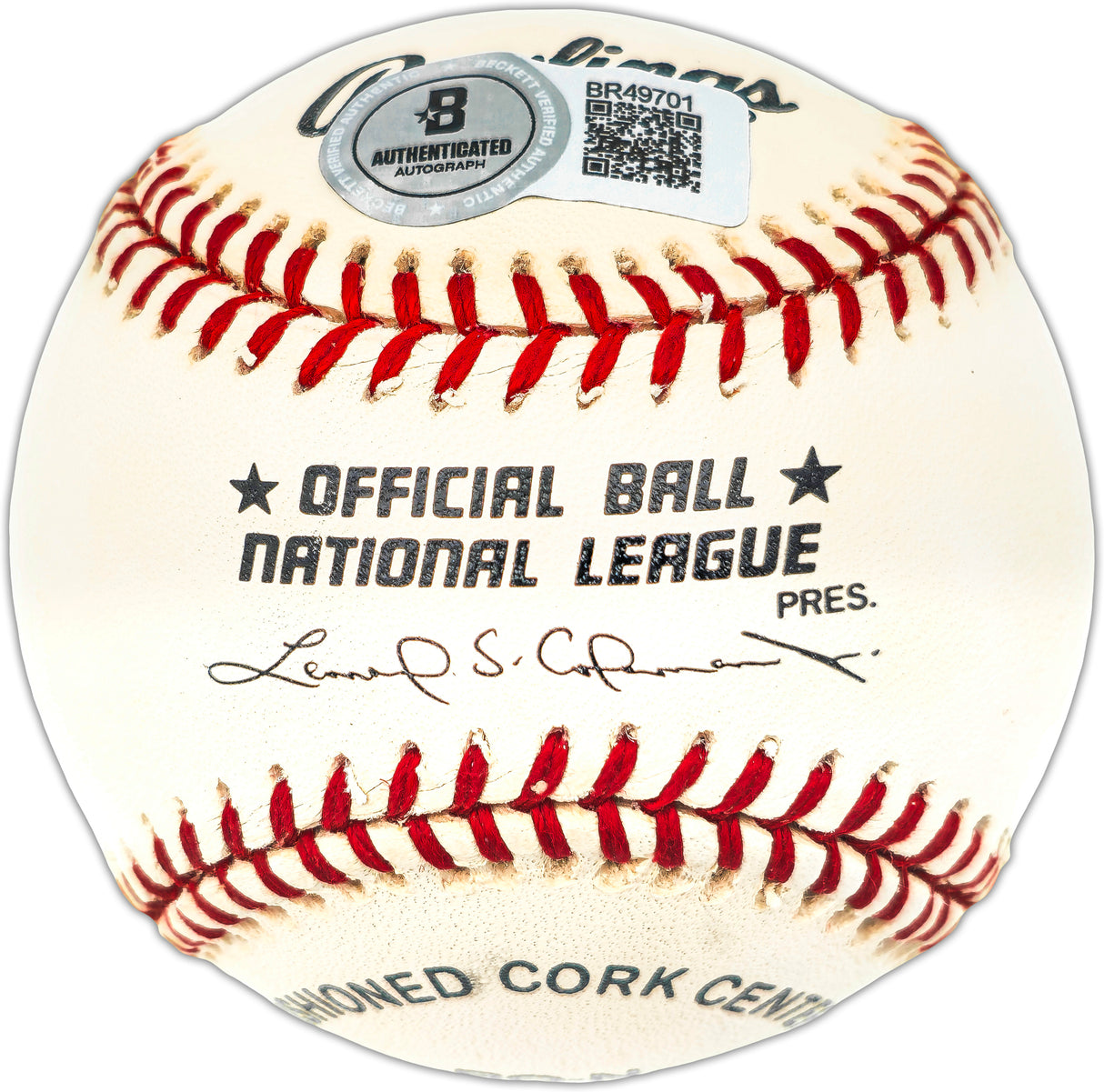 Willie McCovey Autographed Official NL Baseball San Francisco Giants Beckett BAS QR #BR49701