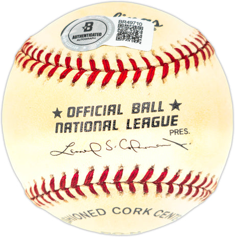 Warren Spahn & Johnny Sain Autographed Official NL Baseball Milwaukee Braves Beckett BAS QR #BR49710