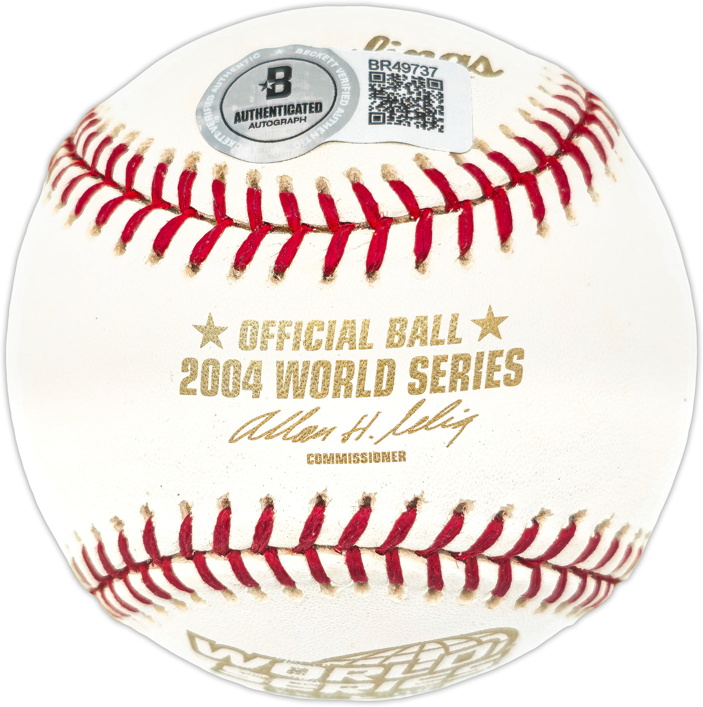 Bill Mueller Autographed Official 2004 World Series Logo Baseball Boston Red Sox Beckett BAS QR #BR49737