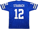 Dallas Cowboys Roger Staubach Autographed Royal Blue Jersey Beckett BAS Witness Stock #212672