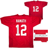 Alabama Crimson Tide Joe Willie Namath Autographed Crimson Jersey Full Name Beckett BAS Witness Stock #212601