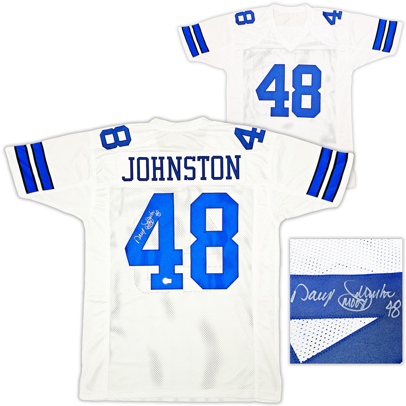 Dallas Cowboys Daryl Johnston Autographed White Jersey Beckett BAS QR Stock #212609