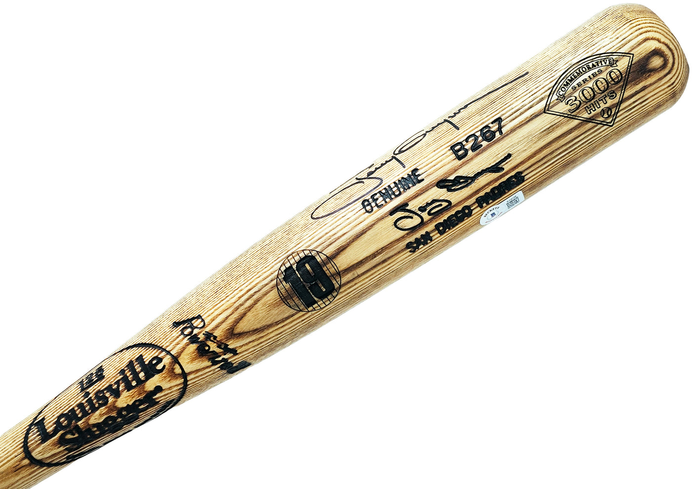 Tony Gwynn Autographed Blonde Louisville Slugger 3000th Hit Bat San Diego Padres #/3000 Beckett BAS QR Stock #212649