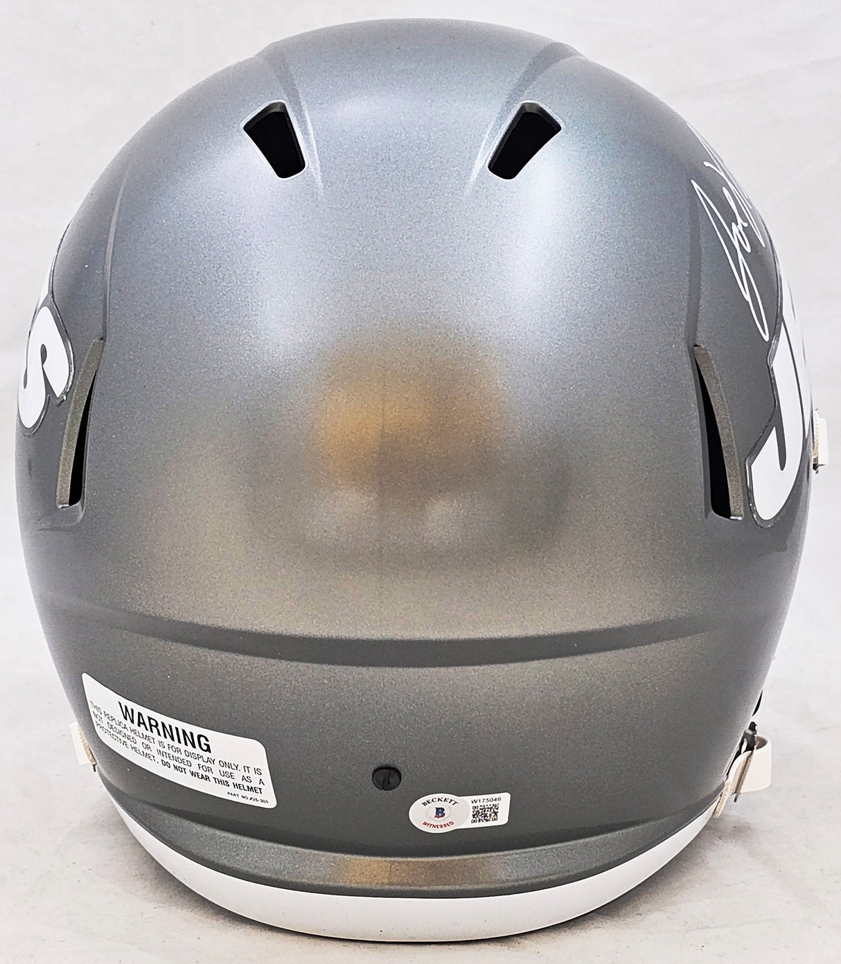 Joe Namath Autographed New York Jets Flash Gray Full Size Replica Speed Helmet Beckett BAS Witness Stock #212597