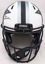Roger Staubach Autographed Dallas Cowboys Lunar Eclipse White Full Size Authentic Speed Helmet Beckett BAS Witness Stock #212595