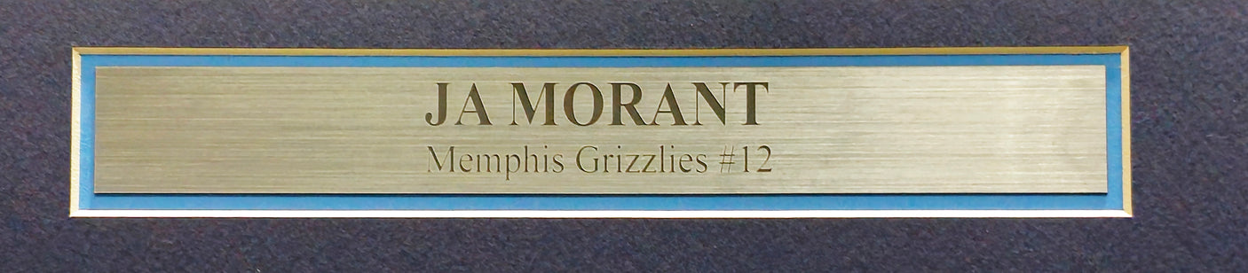 Memphis Grizzlies Ja Morant Autographed Framed Blue Nike Swingman Jersey Beckett BAS QR Stock #212661