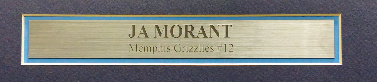 Memphis Grizzlies Ja Morant Autographed Framed Blue Nike Swingman Jersey Beckett BAS QR Stock #212661
