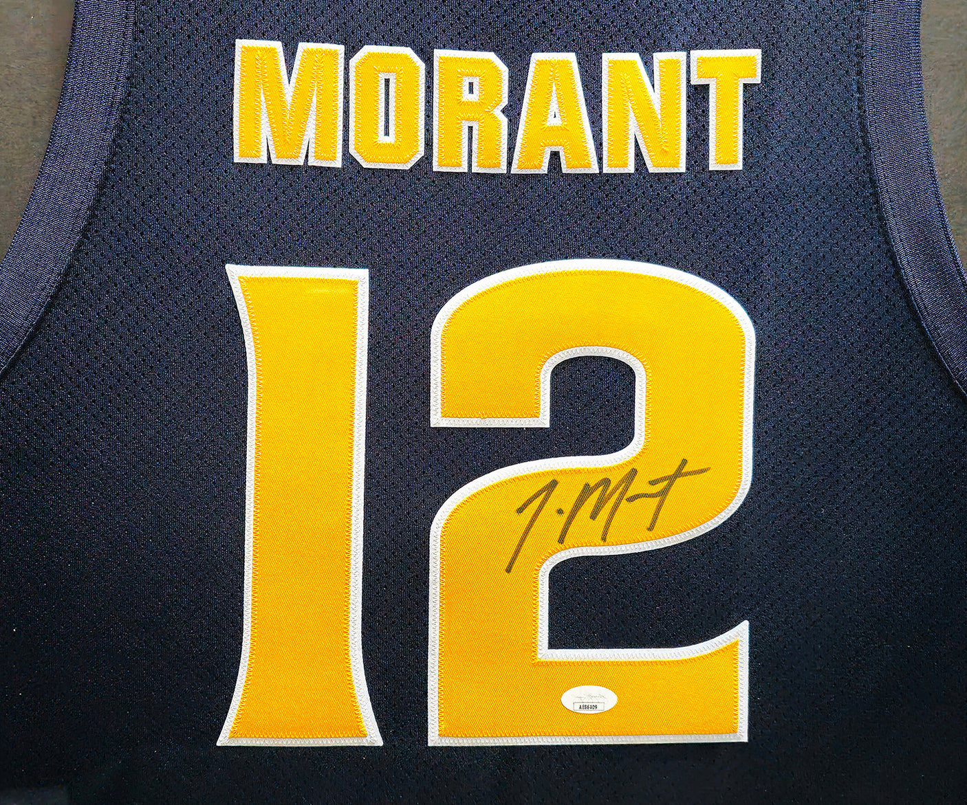 Murray State Racers Ja Morant Autographed Framed Blue Retro Brand Jersey JSA Stock #212662